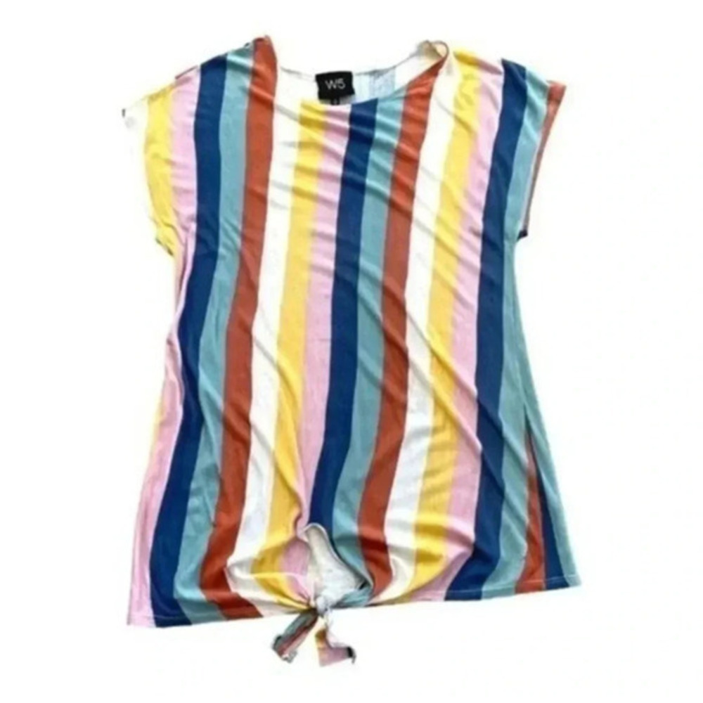 Anthropologie W5 Striped Tie-Front Top multicolor stripes Size Small EUC